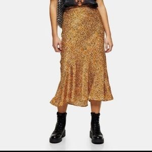 Topshop Leopard Midi mustard leopard  skirt.